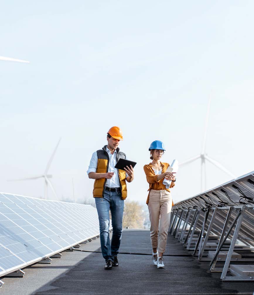 Volt-Energie-Team auf einem Solarfeld
